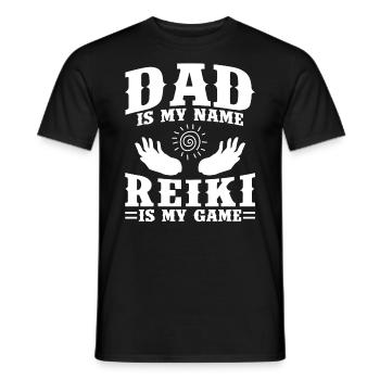 Papa Ist Mein Name - Reiki Ist Mein Spiel - Männer T-Shirt - Schwarz - Vorne - AI Model Male 178 light (178cm)