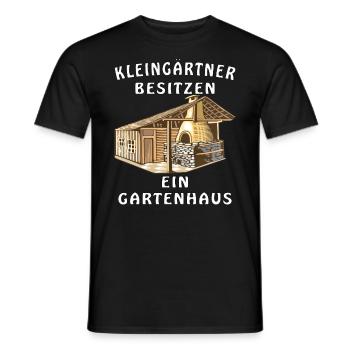 KLEINGÄRTNER BESITZEN EIN GARTENHAUS - Männer T-Shirt - Schwarz - Vorne - AI Model Male 178 light (178cm)