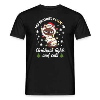 my favorite color is christmas lights and cats - Männer T-Shirt - Schwarz - Vorne - AI Model Male 178 light (178cm)