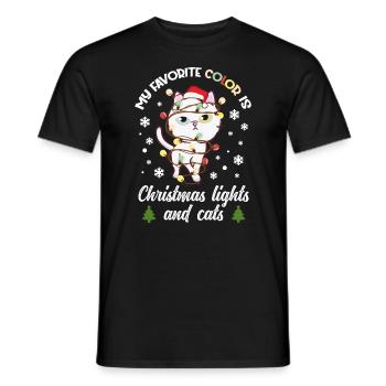 my favorite color is christmas lights and cats - Männer T-Shirt - Schwarz - Vorne - AI Model Male 178 light (178cm)