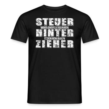STEUERHINTERZIEHER - Männer T-Shirt - Schwarz - Vorne - AI Model Male 178 light (178cm)