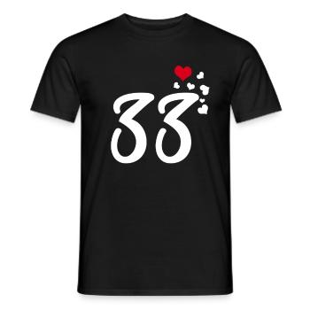 33 hearts 33rd birthday anniversary - Men's T-Shirt - black - Front - AI Model Male 178 light (178cm)