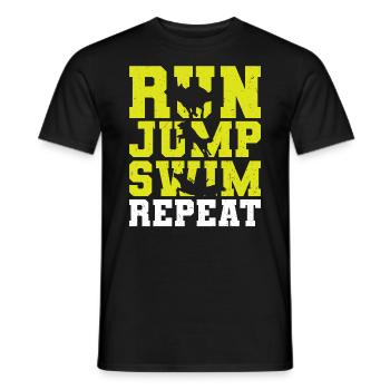 Run Jump Swim Repeat - Dock Diving - Men's T-Shirt - black - Front - AI Model Male 178 light (178cm)
