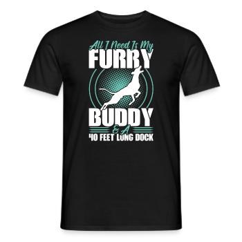 My furry buddy and a 40 ft. dock - Men's T-Shirt - black - Front - AI Model Male 178 light (178cm)