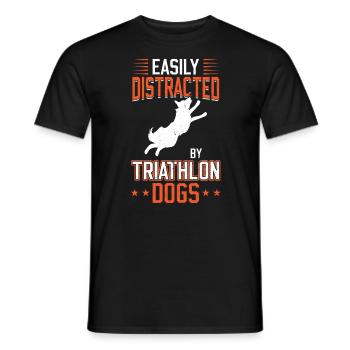 Facilement distrait par les chiens de triathlon Plongée à quai - T-shirt homme - noir - Devant - AI Model Male 178 light (178cm)