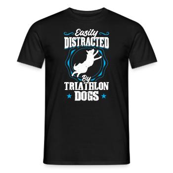 Easily distracted by triathlon dogs - Dock Diving - Men's T-Shirt - black - Front - AI Model Male 178 light (178cm)