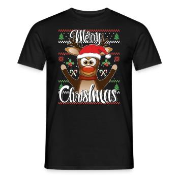 WEIHNACHTEN RENTIER MERRY CHRISTMAS - Männer T-Shirt - Schwarz - Vorne - AI Model Male 178 light (178cm)