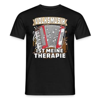 VOLKSMUSIK IST MEINE THERAPIE - Männer T-Shirt - Schwarz - Vorne - AI Model Male 178 light (178cm)