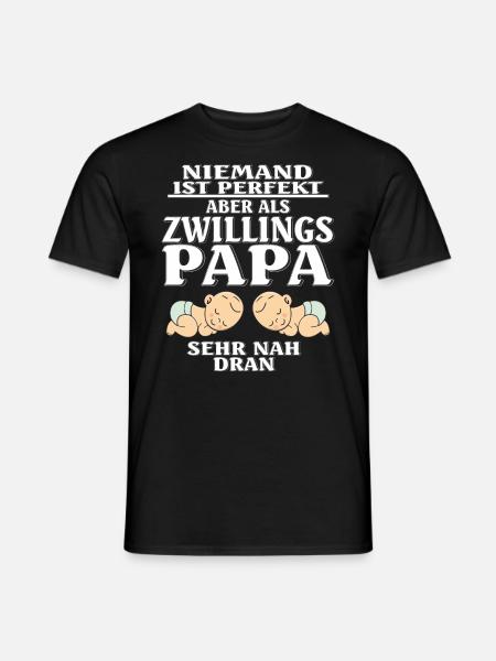 ZWILLINGS PAPA - Männer T-Shirt - Schwarz