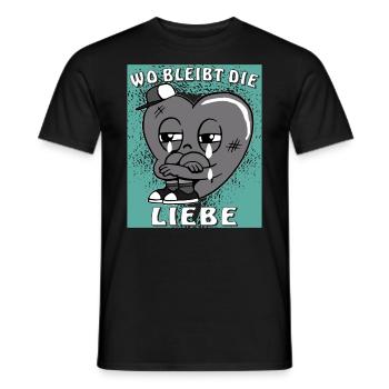 HERZ WO BLEIBT DIE LIEBE - Männer T-Shirt - Schwarz - Vorne - AI Model Male 178 light (178cm)