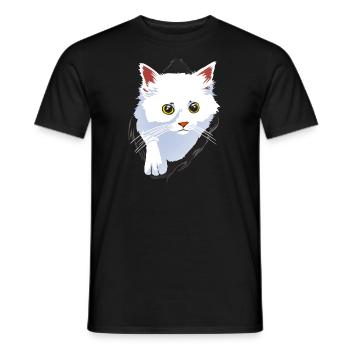 KATZE WEISS - Männer T-Shirt - Schwarz - Vorne - AI Model Male 178 light (178cm)
