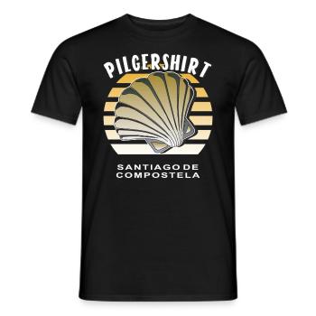 PILGERSHIRT MUSCHEL SANTIAGO DE COMPOSTELA - Männer T-Shirt - Schwarz - Vorne - AI Model Male 178 light (178cm)