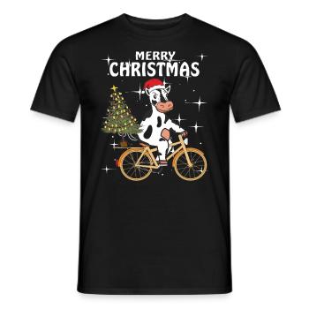 COW BIKE CHRISTMAS MERRY CHRISTMAS - Men's T-Shirt - black - Front - AI Model Male 178 light (178cm)