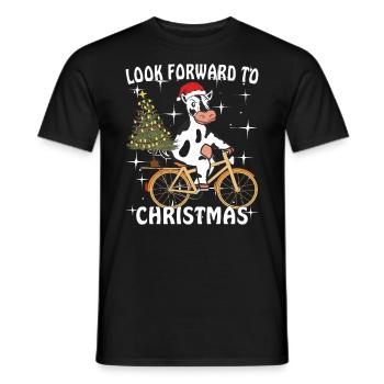 COW BIKE LOOK FORWARD TO CHRISTMAS - Men's T-Shirt - black - Front - AI Model Male 178 light (178cm)