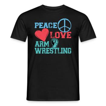 Paix - Amour - Bras de fer - T-shirt homme - noir - Devant - AI Model Male 178 light (178cm)