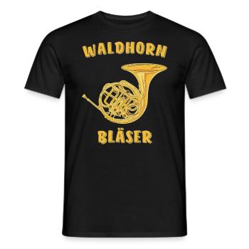 WALDHORN BLÄSER - Männer T-Shirt - Schwarz - Vorne - AI Model Male 178 light (178cm)
