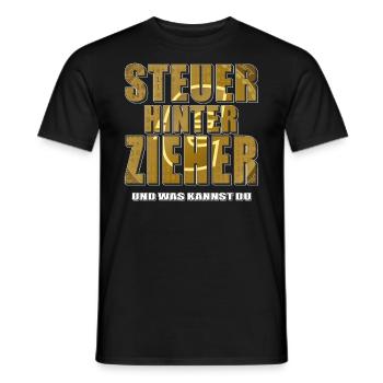 STEUERHINTERZIEHER - Männer T-Shirt - Schwarz - Vorne - AI Model Male 178 light (178cm)