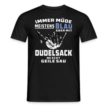 IMMER MÜDE MEISTENS BLAU DUDELSACK - Männer T-Shirt - Schwarz - Vorne - AI Model Male 178 light (178cm)