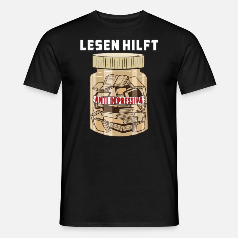 BUCH LESEN HILFT - Männer T-Shirt - Schwarz