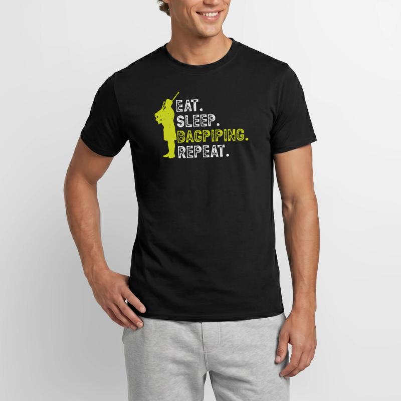 Manger. Dormir. Cornemuse. Répéter. -Cornemuseur T-shirt homme