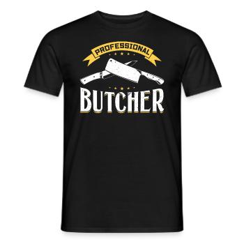 Boucher professionnel - Découpeur de viande - T-shirt homme - noir - Devant - AI Model Male 178 light (178cm)