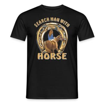 SEARCH MAN WITH HORSE - Men's T-Shirt - black - Front - AI Model Male 178 light (178cm)