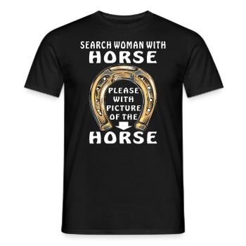 HUFEISEN SEARCH WOMAN WITH HORSE - Männer T-Shirt - Schwarz - Vorne - AI Model Male 178 light (178cm)