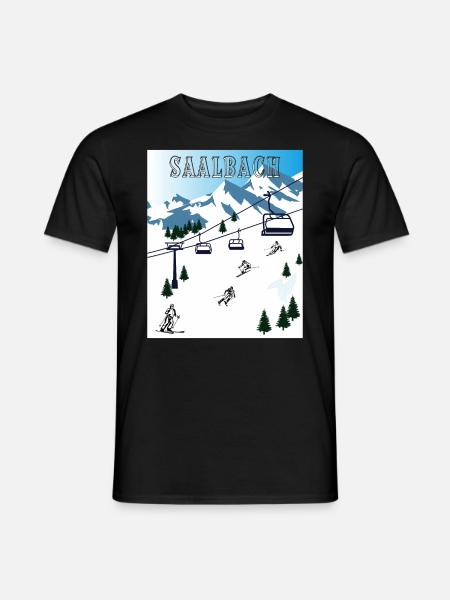 SKIING SAALBACH - Men's T-Shirt - black