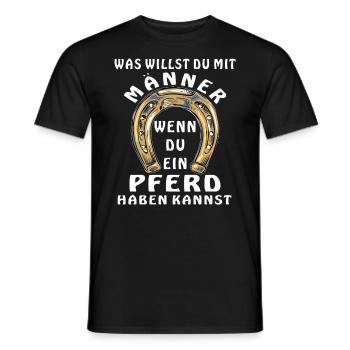 HUFEISEN EIN PFERD HABEN KANNST - Männer T-Shirt - Schwarz - Vorne - AI Model Male 178 light (178cm)