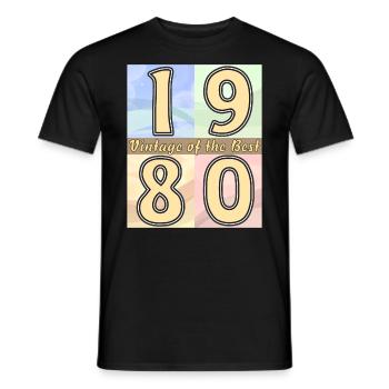BIRTHDAY YEAR 1980 - Men's T-Shirt - black - Front - AI Model Male 178 light (178cm)