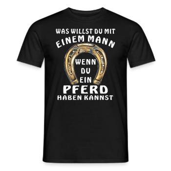 HUFEISEN EINEM MANN EIN PFERD - Männer T-Shirt - Schwarz - Vorne - AI Model Male 178 light (178cm)