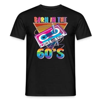 CASSETTE BORN IN THE 60S - Men's T-Shirt - black - Front - AI Model Male 178 light (178cm)