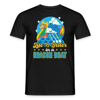 La vie est meilleure dans un bateau-dragon - T-shirt homme - noir - Devant - AI Model Male 178 light (178cm)