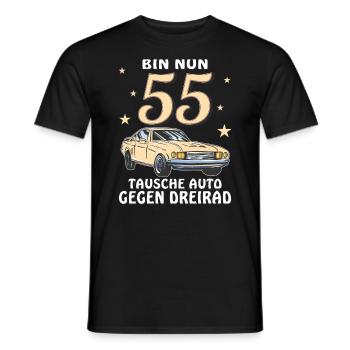 TAUSCHE AUTO GEGEN DREIRAD GEBURTSTAG 55 - Männer T-Shirt - Schwarz - Vorne - AI Model Male 178 light (178cm)
