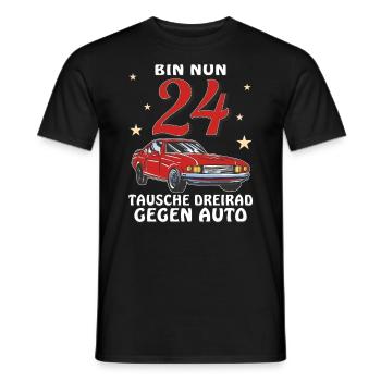 AUTO GEBURTSTAG BIN NUN 24 - Männer T-Shirt - Schwarz - Vorne - AI Model Male 178 light (178cm)