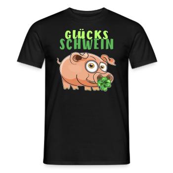GLÜCKS SCHWEIN - Männer T-Shirt - Schwarz - Vorne - AI Model Male 178 light (178cm)