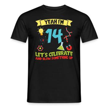 yes I'm 14 - Science Birthday - Men's T-Shirt - black - Front - AI Model Male 178 light (178cm)