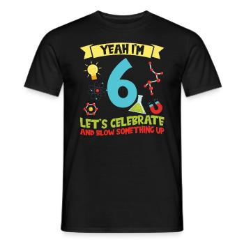yes I'm 6 - Science Birthday - Men's T-Shirt - black - Front - AI Model Male 178 light (178cm)