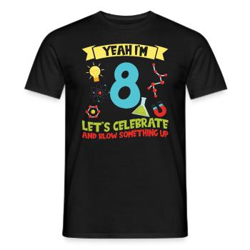 yes I'm 8 - Science Birthday - Men's T-Shirt - black - Front - AI Model Male 178 light (178cm)