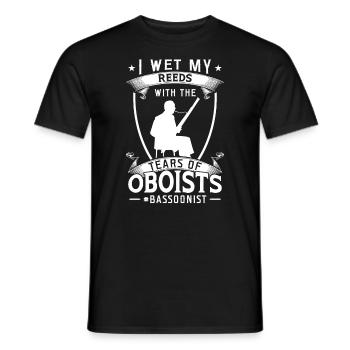 I Wet My Reeds With The Tears Of Oboists - Bassoon - Men's T-Shirt - black - Front - AI Model Male 178 light (178cm)