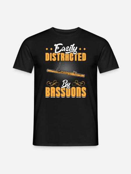 Easily Distracted By Bassoons - Männer T-Shirt - Schwarz