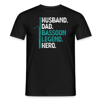 Husband. Dad. Basson Legend. Hero. - Men's T-Shirt - black - Front - AI Model Male 178 light (178cm)