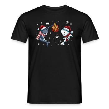 Beluga Wal Narwal Horn Geschenk Weihnachten Outfit - Männer T-Shirt - Schwarz - Vorne - AI Model Male 178 light (178cm)