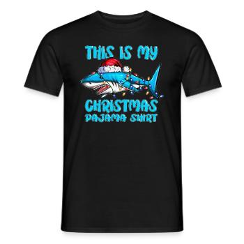 Cadeau de Noël Requin Chapeau de Noël Costume - T-shirt homme - noir - Devant - AI Model Male 178 light (178cm)