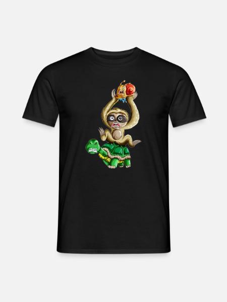 Schildkröte trägt Faultier und Schnecke Urlaub - Männer T-Shirt - Schwarz