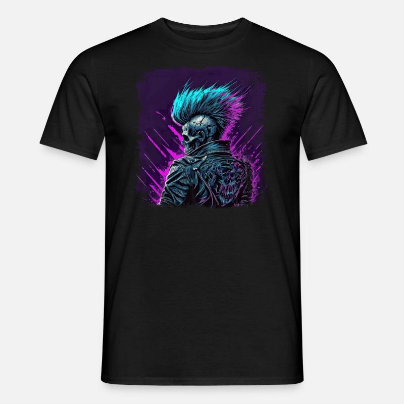 Synthwave Zombie Skull - Männer T-Shirt - Schwarz