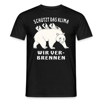 EISBÄR SCHÜTZT DAS KLIMA WIR VERBRENNEN - Männer T-Shirt - Schwarz - Vorne - AI Model Male 178 light (178cm)