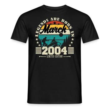 March 2004. Birthday gift March 2004. - Men's T-Shirt - black - Front - AI Model Male 178 light (178cm)