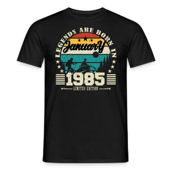 January 1985. Birthday gift January 1985. - Men's T-Shirt - black - Front - AI Model Male 178 light (178cm)
