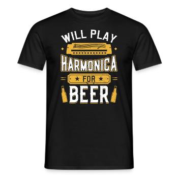 Will Play Harmonica For Beer - Harmonica Player - Männer T-Shirt - Schwarz - Vorne - AI Model Male 178 light (178cm)